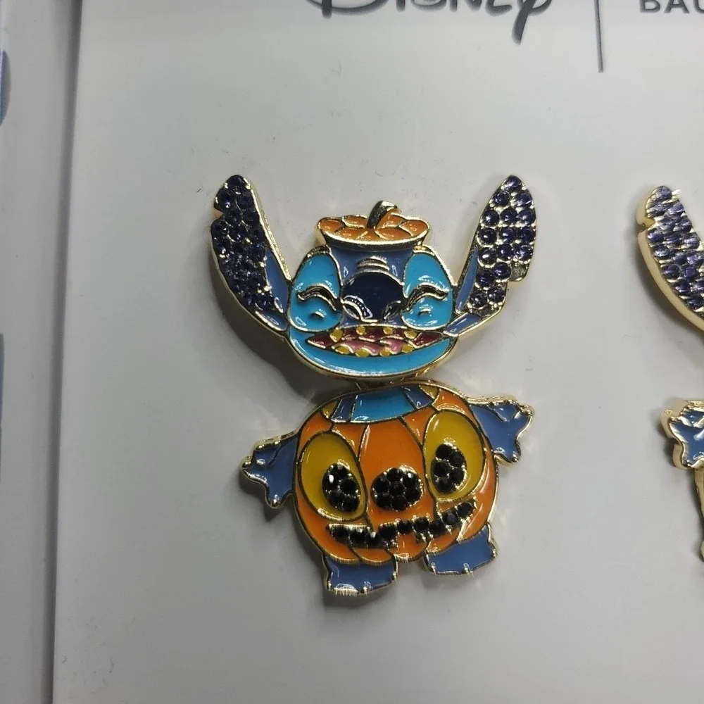Disney Baublebar Stitch Pumpkin‎ Earrings Rhinestone Halloween NIB Cute